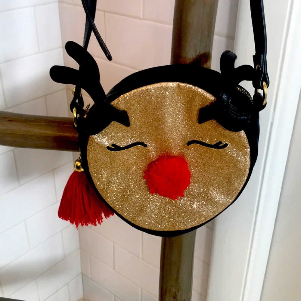 Gold and Red Reindeer Kids Crossbody Bag